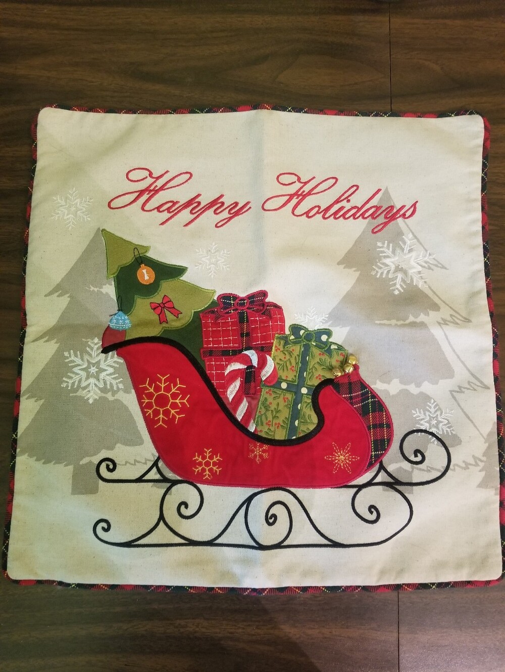 Bundle Of Two Holiday Decorative Pillow Cover - Bells And Ribbon